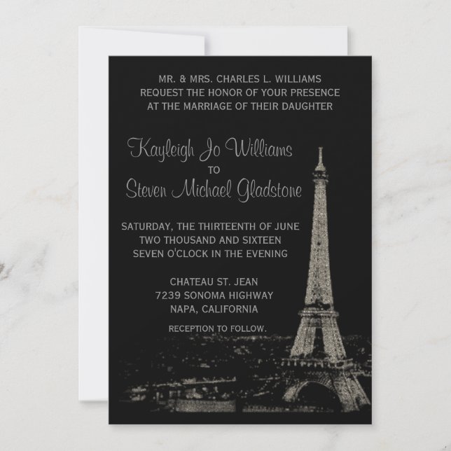 Nights in Paris Wedding Invitation (Front)