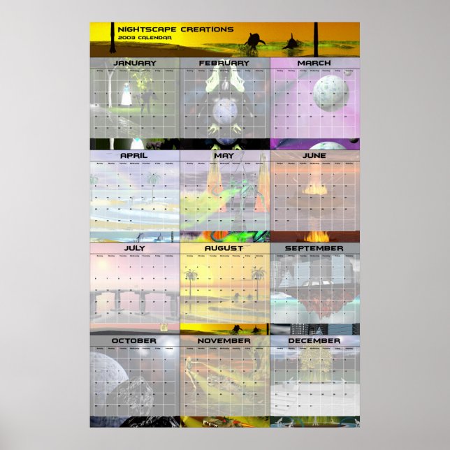 Nightscape Creations 2003 Wall Calendar v1 Poster (Front)