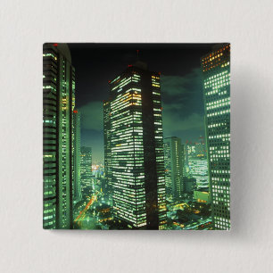 Nightscape, Shinjuku, Tokyo, Japan 15 Cm Square Badge