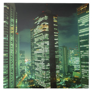 Nightscape, Shinjuku, Tokyo, Japan Tile