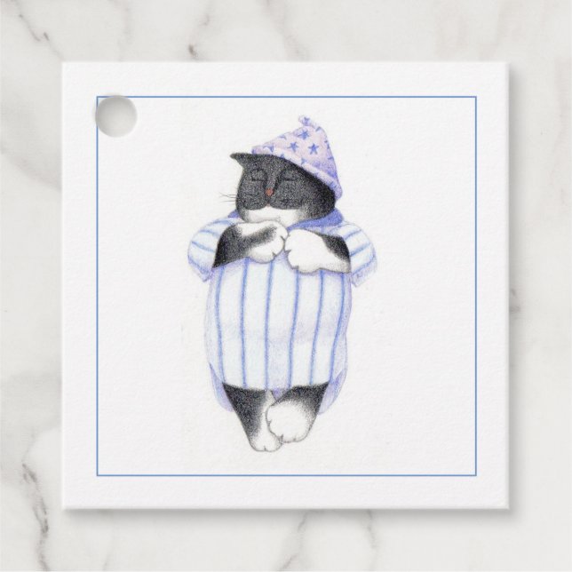 NIGHTSHIRT CAT Square Gift Tags (Front)