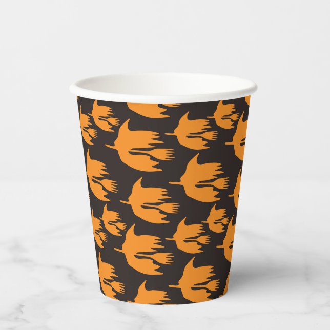 Nighttime Broom Ride - seamless Halloween pattern. Paper Cups (Front)