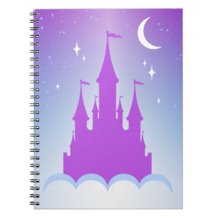Nighttime Dreamy Castle In The Clouds Starry Sky Spiral Notebook