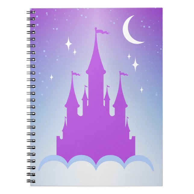 Nighttime Dreamy Castle In The Clouds Starry Sky Spiral Notebook (Front)