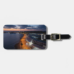 Nighttime drone view of Paphos Harbour Luggage Tag