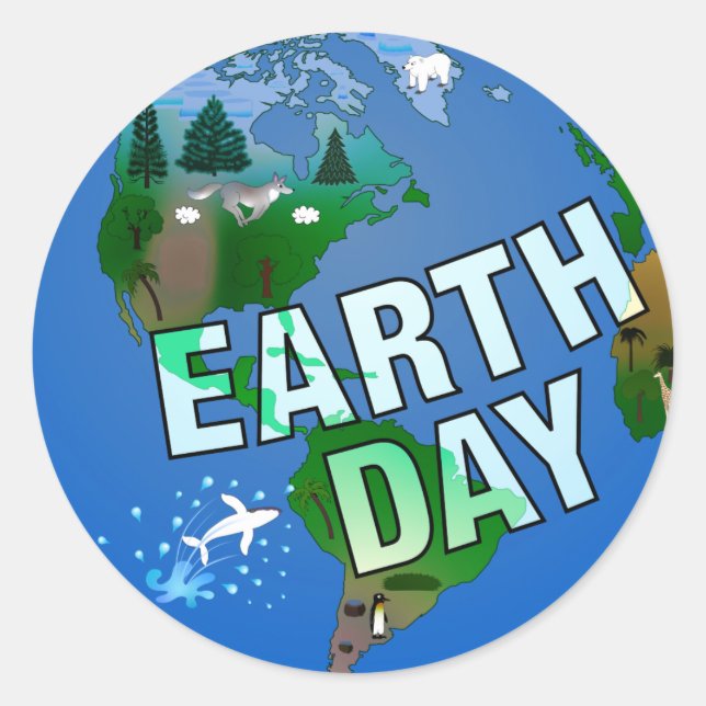 Nighttime Earth Day Classic Round Sticker (Front)