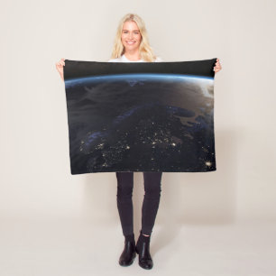 Nighttime Far Northern Europe Fleece Blanket