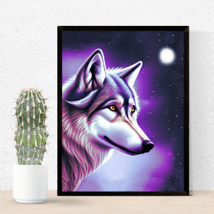 Nighttime Mystical Wolf Poster