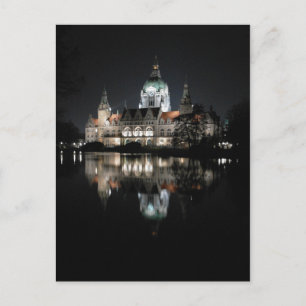 Nighttime Reflections in Hanover, Germany Postcard