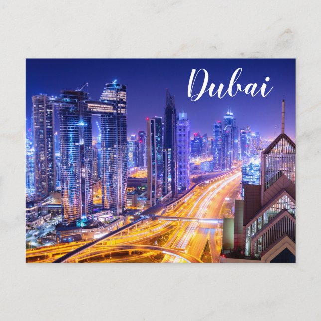 Nighttime Skyline Dubai United Arab Emirates  Postcard (Front)