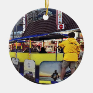 Nighttime View of Wildwood Tram Seen from Rear Ceramic Tree Decoration
