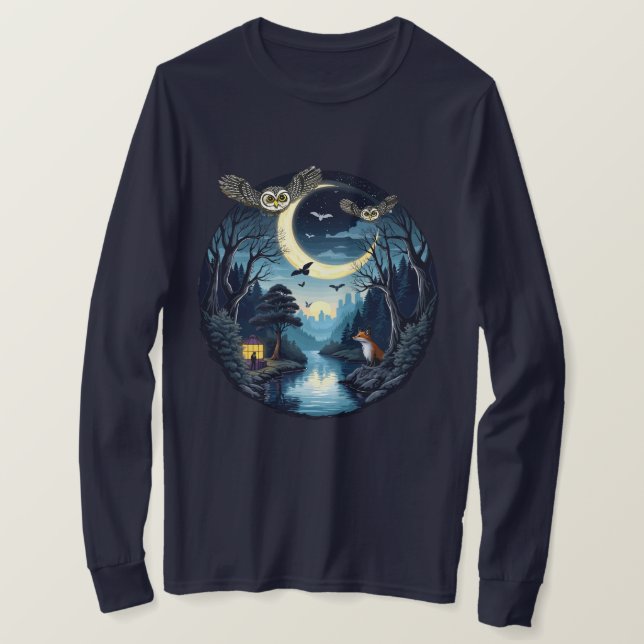 Nighttime Wildlife Wonders Design  T-Shirt (Design Front)