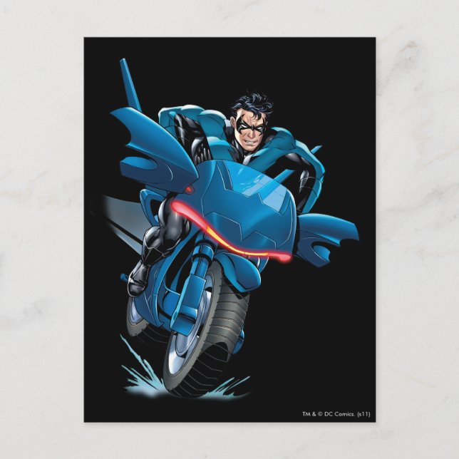 Nightwing rides bike postcard (Front)