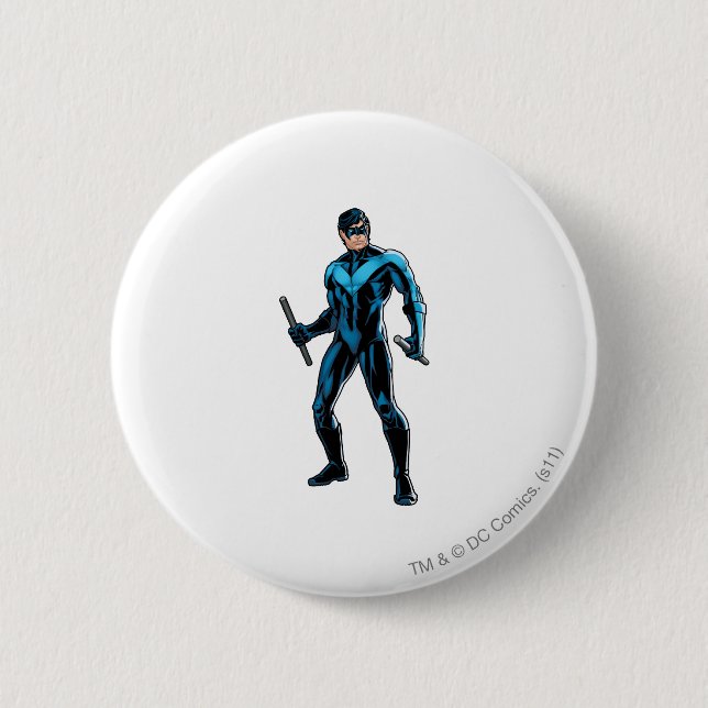 Nightwing Stands 6 Cm Round Badge (Front)