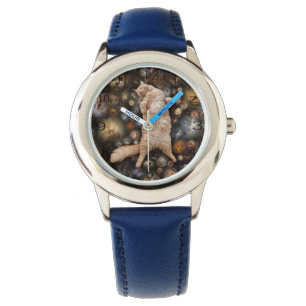 Nighty Nighty Kitty Cat, Kids Leather Watch