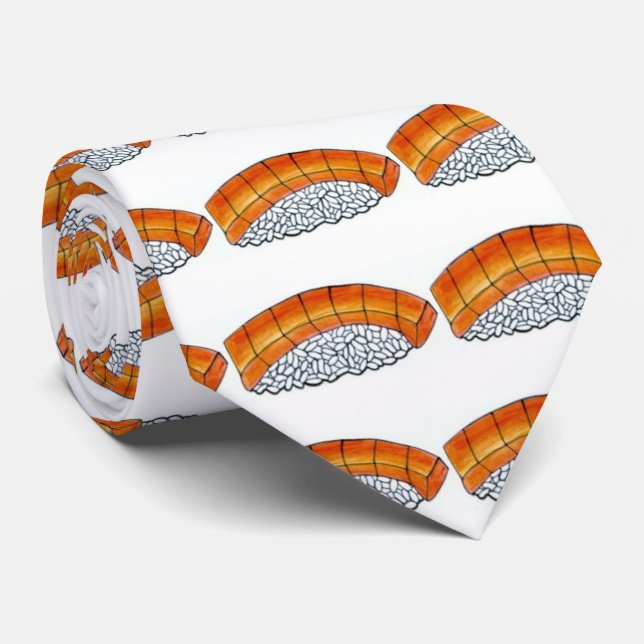 Nigiri Orange Salmon Sushi Rice Japanese Food Tie (Rolled)