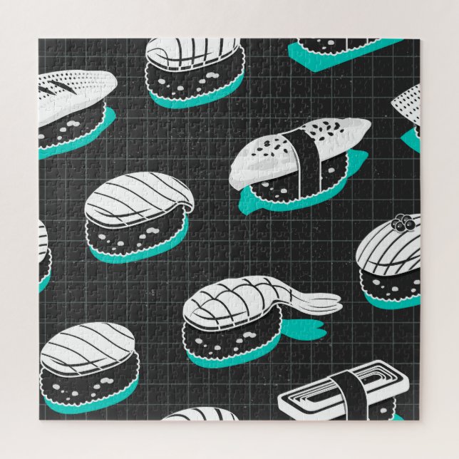 Nigiri Sushi Vintage Sketch Pattern Jigsaw Puzzle (Vertical)