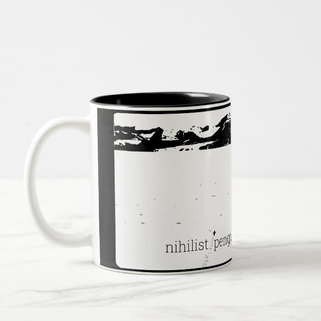 Nihilist Penguin Two-Tone Coffee Mug (Left)