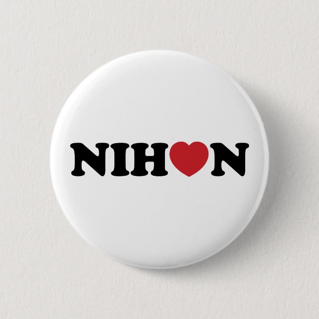 Nihon Love Heart 6 Cm Round Badge (Front)