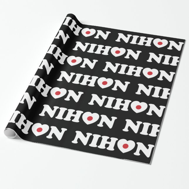Nihon Love Heart Flag Wrapping Paper (Unrolled)