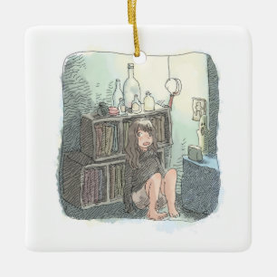 Niji Nanaya   a plain-footed female illustration s Ceramic Ornament