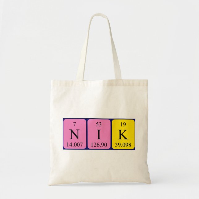Nik periodic table name tote bag (Front)