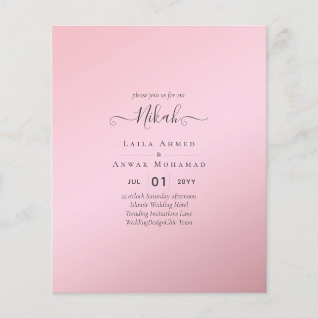 NIKAH - Budget Islamic Wedding Invitations Custom Flyer (Front)
