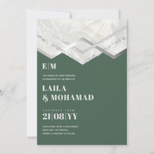 NIKAH - bUDGET wEDDING iNVITATIONS Silver Sparkle