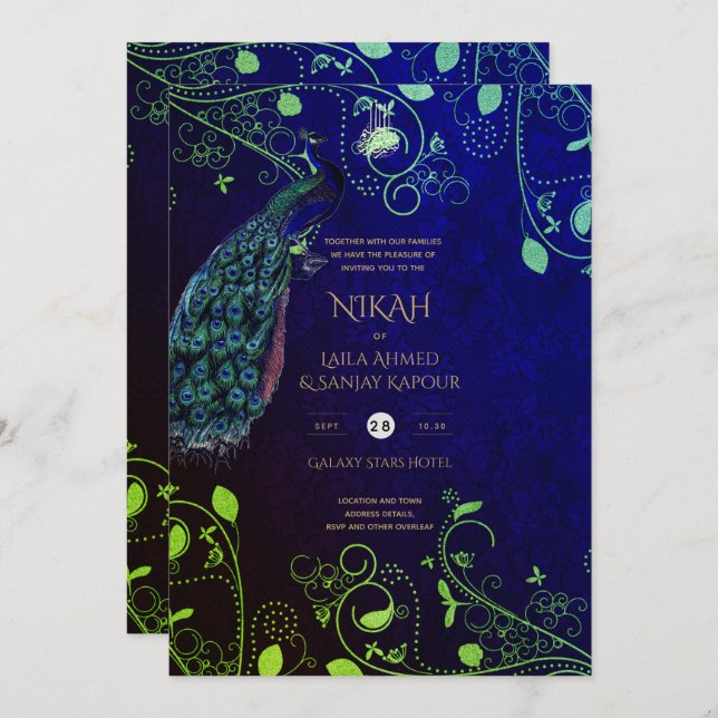 NIKAH Galaxy Wedding Invite Islamic Calligraphy (Front/Back)