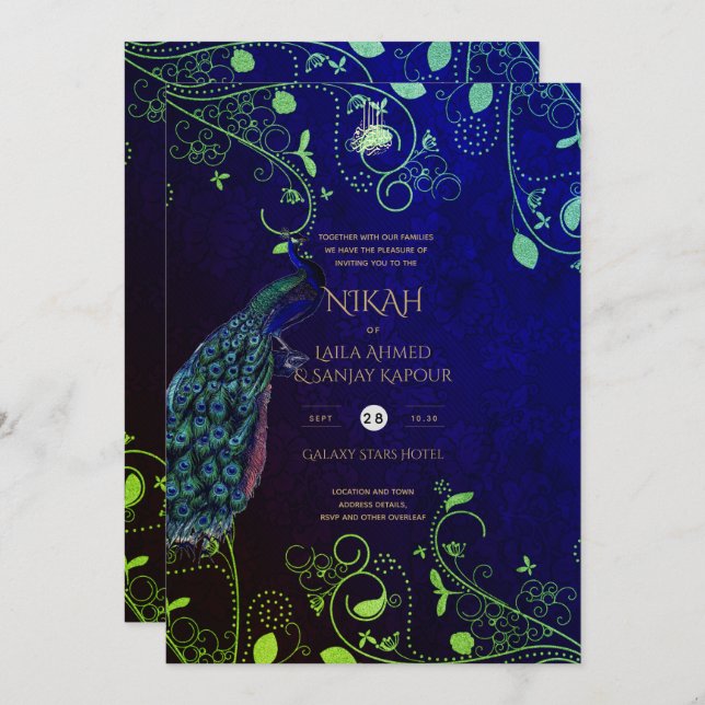 NIKAH Galaxy Wedding Invite Islamic Calligraphy (Front/Back)