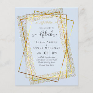 NIKAH Gold Frame Bismillah Islamic Wedding Invites Flyer