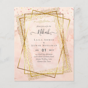 NIKAH Gold Frame Bismillah Islamic Wedding Invites Flyer