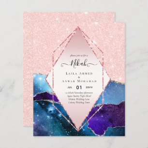 Nikah Islamic Wedding Invitations - Glittery Gold
