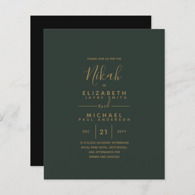 NIKAH - Modern Green Gold Budget (Front/Back)