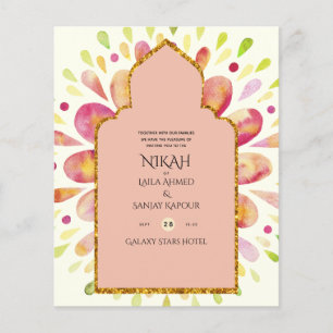NIKAH - Modern Mandala Berry Gold Wedding Invite Flyer