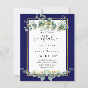 NIKAH NAVY BLUE GOLD Greenery Eucalyptus Wedding