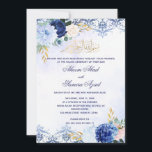 Nikah or Valima Ceremony Invitation Blue Gold<br><div class="desc">Impress your guests with this  wedding party invitation card. Personalise it with your details for any occasion. Matching label/stickers are available on demand.</div>