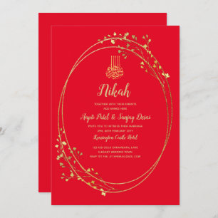 Nikah Red Gold Islamic Motif Wedding Invite