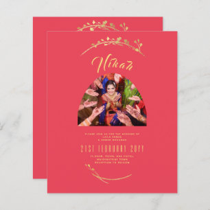 NIKAH Red Gold Photo Wedding Engagement