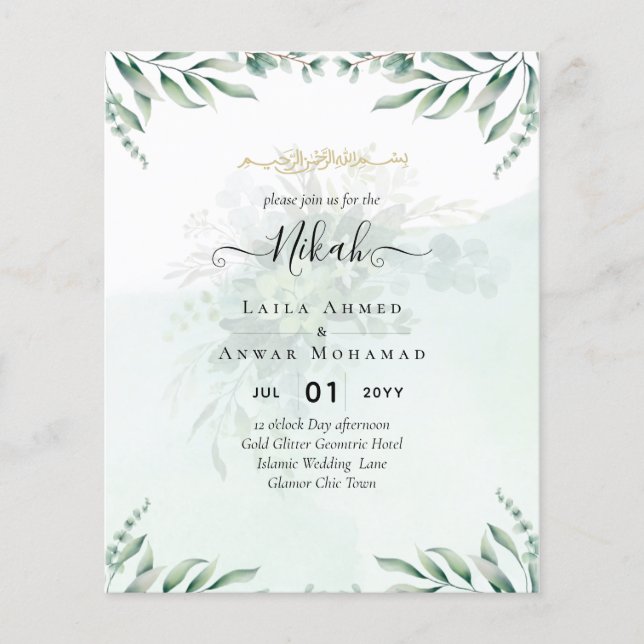 Nikah Walima GREENERY WEDDING INVITATION Islamic Flyer (Front)