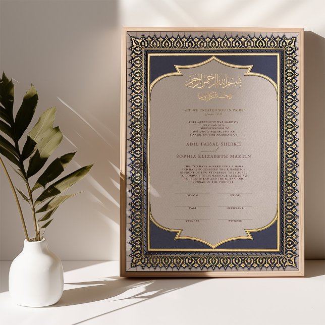 Nikkah Certificate Islamic Marriage Muslim Foil Prints (Creator Uploaded)