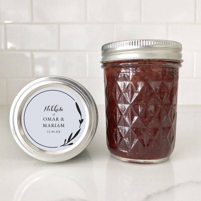 Nikkah Elegant Cloud Botanical Wedding Favour Classic Round Sticker (Creator Uploaded)