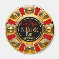 Nikki & Paul Las Vegas Gold Casino Chip Favour