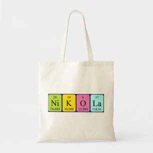 Nikola periodic table name tote bag