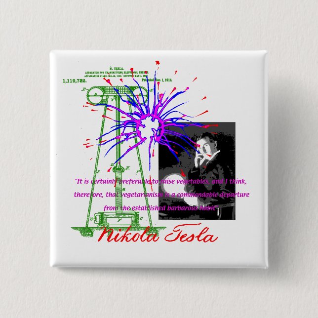 Nikola Tesla 15 Cm Square Badge (Front)