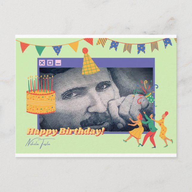 Nikola Tesla Birthday Greeting Card (Front)