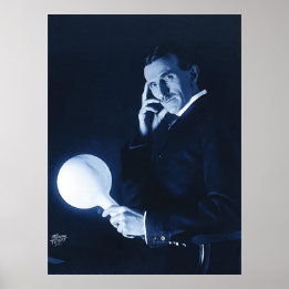 Nikola Tesla Demonstrating Wireless Power C 1900 Poster