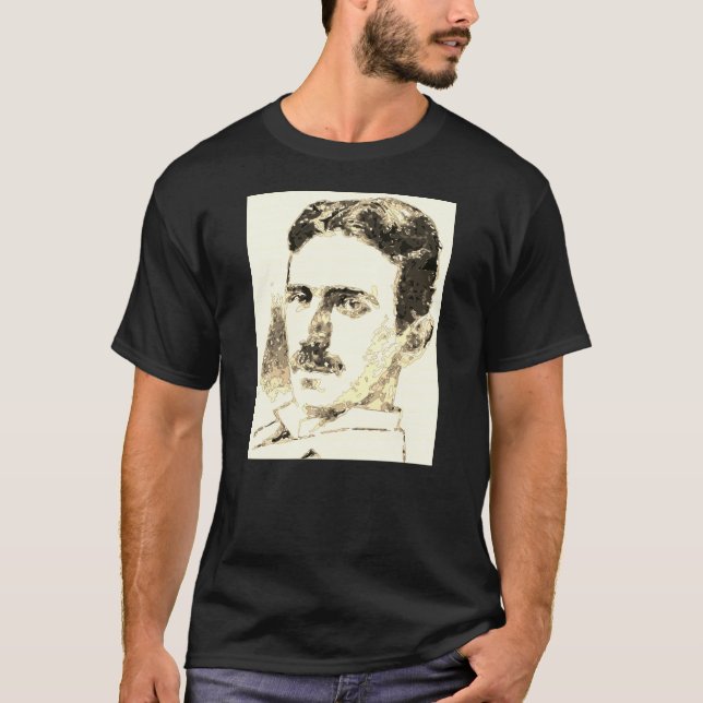 Nikola Tesla Drawing In Sepia T-Shirt (Front)