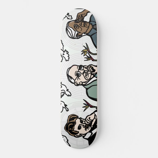 Nikola Tesla, Edgar Cayce and Jiddu Krishnamurti Skateboard (Front)