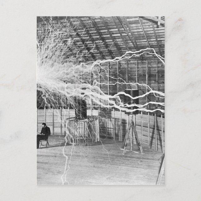 Nikola Tesla Electricity Postcard (Front)